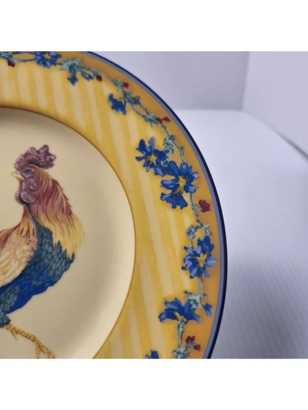 (3) FITZ & FLOYD CLASSIC CHOICES COQ DU VILLAGE ROOSTER PORTRAIT PLATES VINTAGE